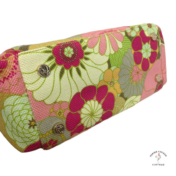 Spartina Womens Purse Tote Bag Pink Green Floral Adjustable Strap satchel - Picture 11 of 12